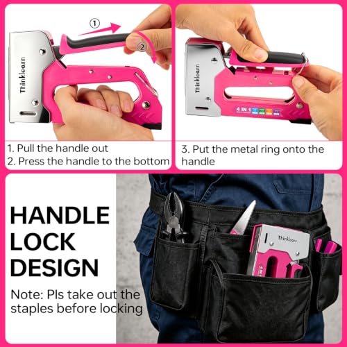 Heavy Duty Upholstery Staple Gun with 4000 Staples - color: Pink