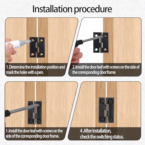 6 Pcs Small Hinges for Cabinet Doors Black Hinges Butt Cabinet Hinge