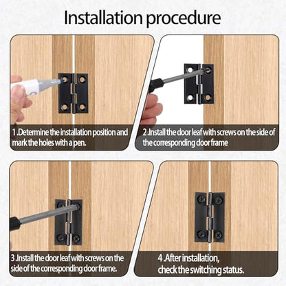 6 Pcs Small Hinges for Cabinet Doors Black Hinges Butt Cabinet Hinge