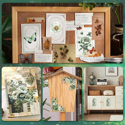 WANDIC 3 Sheets Rub On Transfer Stickers, Green Flowers Pattern Waterproof Decals Furniture Craft Embellishments for DIY Scrapbooking Photo Albums,15 * 30cm - color: Green