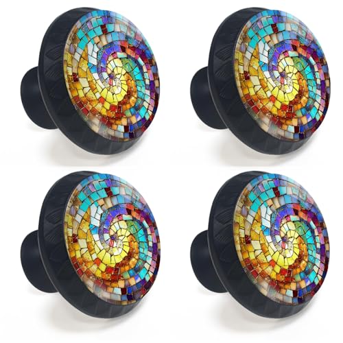 4 Pack Stained Glass Spiral Cabinet Knobs for Kitchen Bathroom - size: 4PCS - 1.37"L x 1.1"W