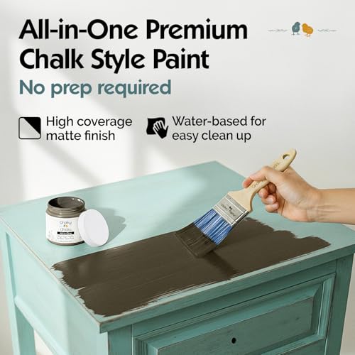 Chalky Chicks Beachwood 8 Fl Oz Chalk Paint for Furniture All in One - color: Beachwood (Brown/Gray), size: 8 Fl Oz (Pack of 1)