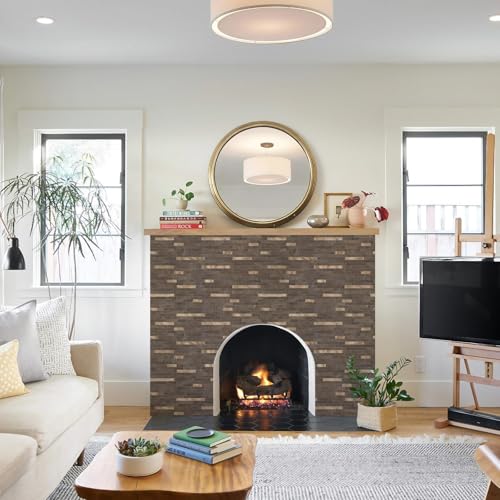 STICKGOO 20 Sheets Peel and Stick Backsplash Tile, Stick on Backsplash for Kitchen and Bathroom, Dark Brown Marble Look PVC Mixed Metal Gold Self Adhesive Wall Tiles - color: Dark Brown + Metal Gold