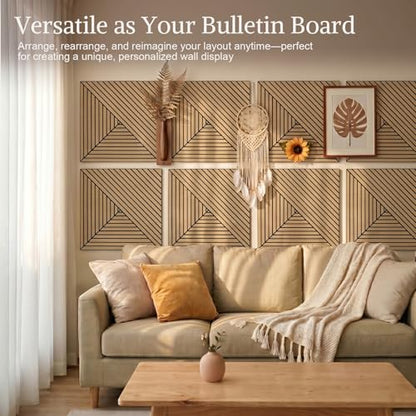 Acoustic Wall Panels, 8 Piece 23.62"X 23.62" PVC Peel and Stick Wall Panels - color: Oak-Elysian Step Vortex, size: 94 X 48 Inches