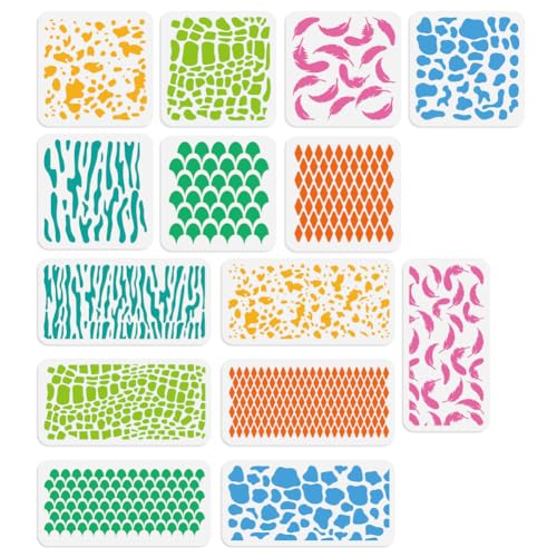 14 Pack Animal Pattern Stencils for Painting Reusable Plastic Leopard Snake Skin Mermaid Scale Craft Stencil for Painting on Wood Wall Fabric, DIY Home Decor Stencil - style: Animal Texture