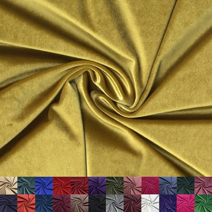 Stretch Velvet Fabric by the Yard - 58/60" Wide Soft Velvety Cloth for Sewing Dresses, Gowns, Upholstery, Costumes and DIY Crafts - 92% Polyester 8% Spandex - Gold - 1 Yard - color: Gold, size: Precut 1 Yard