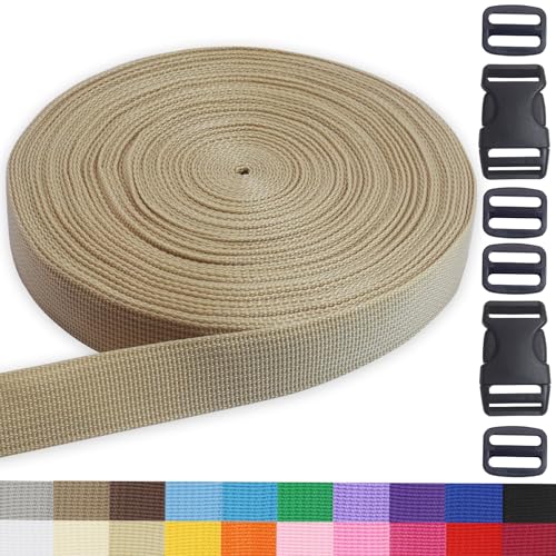 Khaki 1 inch Webbing Strap Kit for DIY Crafts-Backpacks-20yds - color: Khaki
