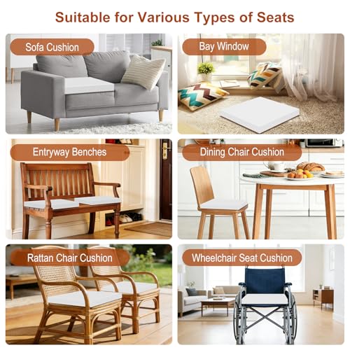 High Density Upholstery Foam 2" X 24" X 24", 3PCS Couch Cushion Replacement - size: 2" X 24" X 24"