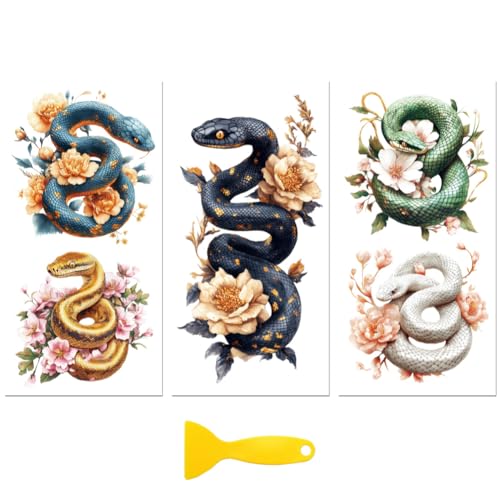 Peacoblue Snake and Flower Rub On Transfers for Furniture Craft 6"x12" - style: Snake and Flower