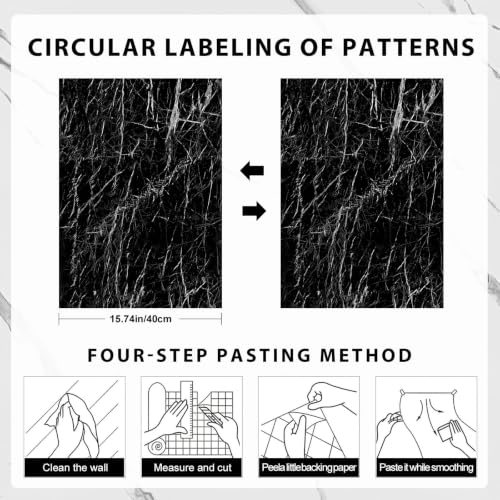 Black Glossy Marble Contact Paper 15.7"X78.7" Peel and Stick Wallpaper - color: Black, size: 15.7" x 78.7"