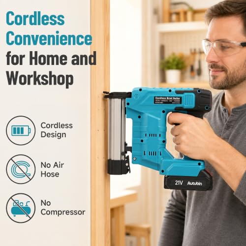 21V Brushless Cordless Electric Nail Gun, 2-in-1 Brad Nailer Kit
