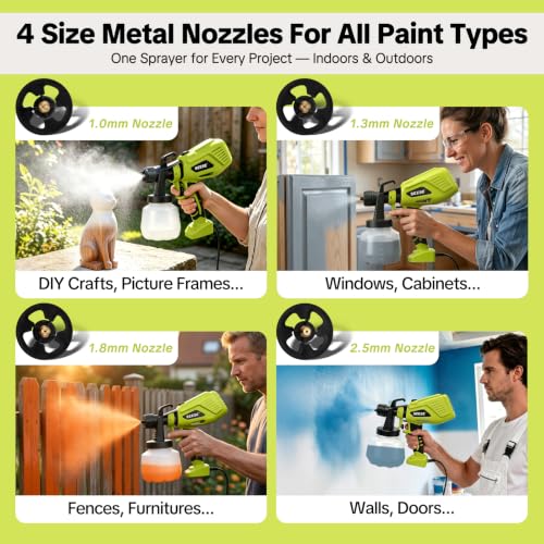 SEESE HVLP Electric Paint Sprayer: Equipped with 4 Nozzles & 3 Patterns