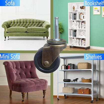 2.0 Inch Antique Caster Wheels, Furniture Wheels 5/16 Inch x 1-1/2 Inch (8 x 38mm) Stem Caster for Furniture Sofa Chair Cabinet Set of 4 - style: 2.0 inch with Brake