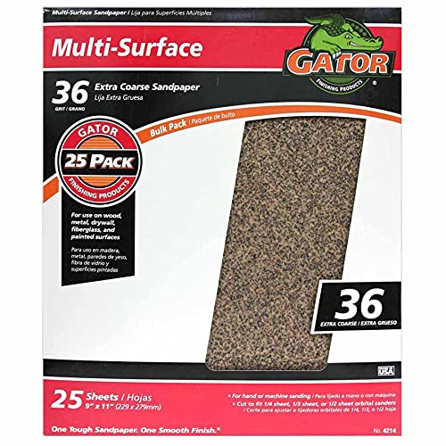 Gator 9" x 11" Multi-Surface Sanding Sheets, 36 Grit, 25 Pack - size: 36 Grit