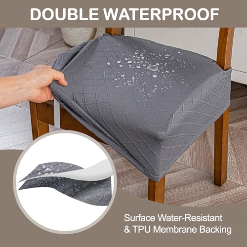 Genina Waterproof Chair Covers for Dining Room,Set of 6,Light Gray - color: Light Gray, size: 6PCS