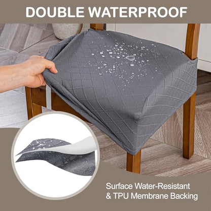 Genina Waterproof Chair Covers for Dining Room,Set of 6,Light Gray - color: Light Gray, size: 6PCS