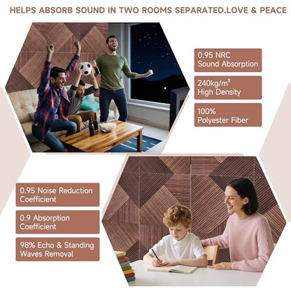 TO-TH Sound Proofing Panel Peel and Stick Wall Panels 6Pack, Red Sandalwood - color: Red Sandalwood