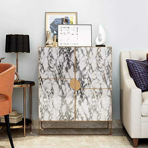LACHEERY White and Grey Marble Contact Paper for Countertops Waterproof 15.8"x276" White/Gray Glossy Marble Contact Paper Wallpaper Self Adhesive Marble Peel and Stick Wallpaper for Kitchen Bathroom - size: 15.8" x 276"