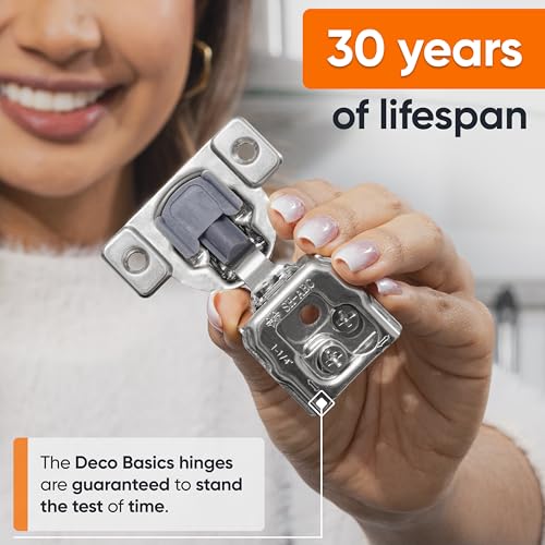 Decobasics 4 Pack Soft Close Cabinet Hinges 1-1/4" Overlay for Kitchen Cabinet Doors, Slow Self-Closing Concealed Hidden Hinges for Face Frame –Stainless Steel, 3-Way Adjustable & Quiet Close Damper - size: 1-1/4 Inch