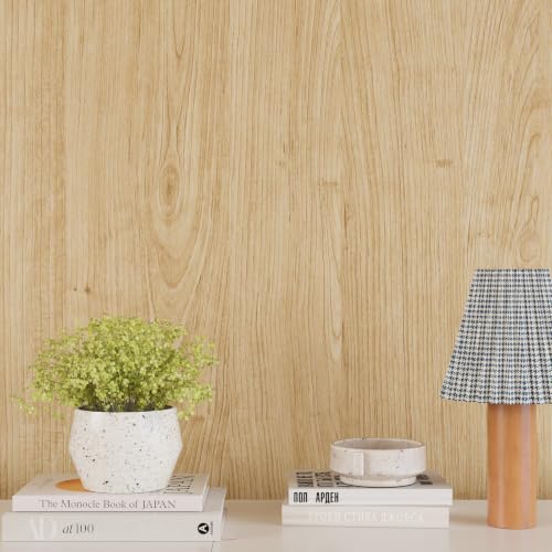 VEELIKE Blonde Oak Wood Contact Paper Wood Wallpaper Peel and Stick - size: 15.7" x 118"