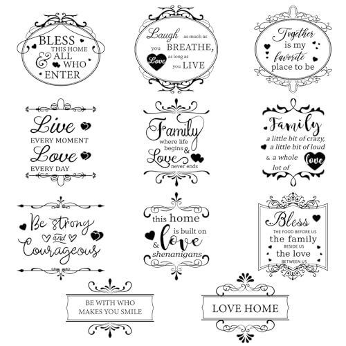 Whaline 11 Sheets Vintage Word Rub on Transfers Decals for Crafts and Furniture Black Warm Letters Rub on Transfer Furniture Stickers Decals for School Home Office DIY Art Craft Decor, 5.5 x 5.5Inch - style: Simple