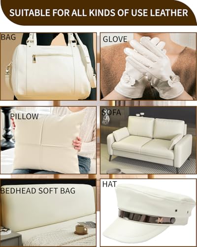 Large Soft Leather Fabric 8mm Thick 54"x36" 1 Yard Pre-Cut PU Leather， Marine Vinyl,for Luxury Furniture, Pet Beds & DIY Crafts, Craft Projects, Sofa - Heavy-Duty Indoor/Outdoor Use (White) - color: White