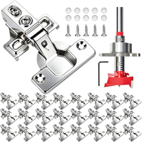 BESTEEL 24 Pack 1/2 inch Overlay Soft Close Cabinet Door Hinges for Kitchen Cabinet Hinges, 100 Degree Opening Angel, Stainless Concealed Kitchen Cabinets Hinge Self Closing with Drilling Tool &Manual - size: 24 PCS