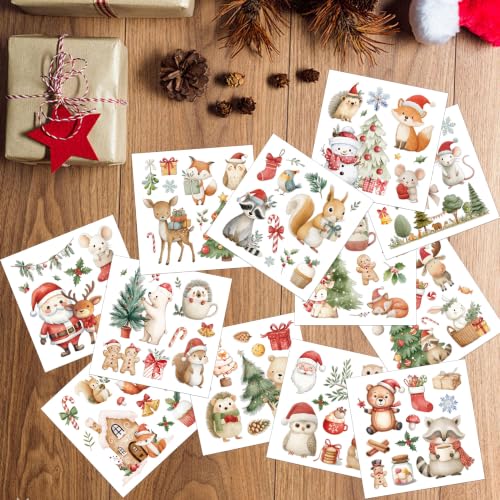 Christmas Rub on Transfers for Ctrafts Furniture, 12 Pcs Transfer Decals - style: Cute Animal