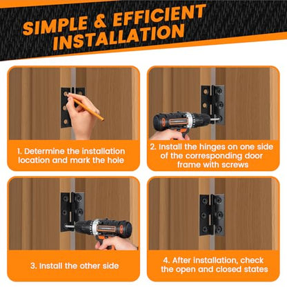 24 Pcs Small Door Hinges, 2 Inch Stainless Steel Mini Folding Butt Hinges - size: 2 Inch, 24Pcs