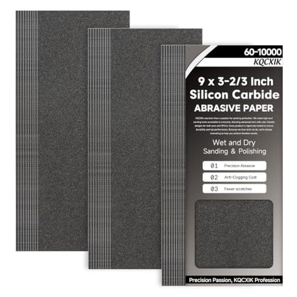 Premium 30-Sheet 400 Grit Wet Dry Sandpaper, 9 x 3-2/3 Inch - style: 400Grit