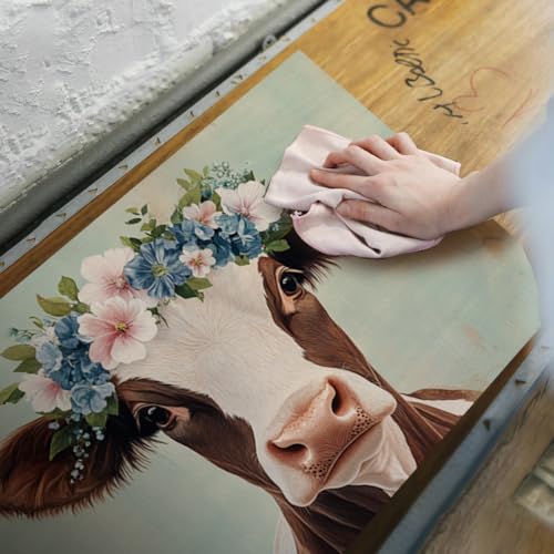 OLYCRAFT 3Pcs/Set Topiary Cow Rub on Transfers for Furniture and Crafts 6x12 Inch Ranch Cows Furniture Decals Decor Animal Theme Transfer Stickers with 1pc Scraper for Wood Envelope Home Decorations - style: Ranch Cow
