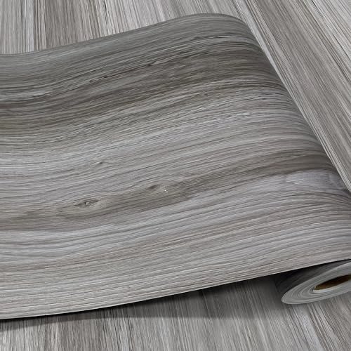 Woodgrain Vinyl Floor Roll, 11.8" x 590", Quick‑Apply Peel & Stick - color: Grey, size: 590"*11.8"