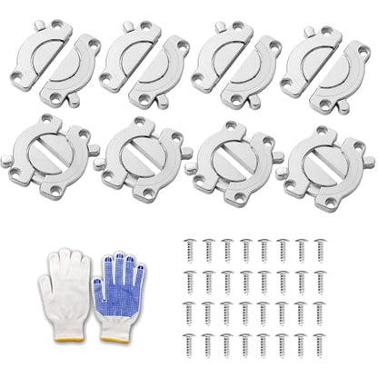 8 Pcs Zinc Alloy Table Buckle Connectors Heavy Duty Table Top Connector Latch, Secure Table Board Locking Hardware Kit, Universal Desk,Table Stabilizer DIY Furniture Dining (with Screws) - style: 8 Pcs