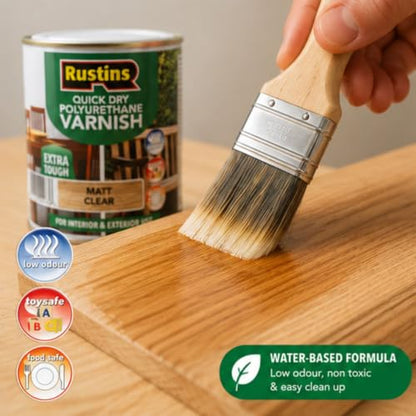 Rustins Quick Dry Polyurethane Varnish Matt Clear 250ml - color: Matt Clear, size: 250ml