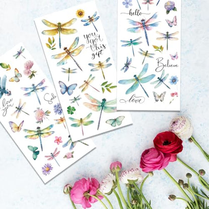 3 Sheet Dragonfly Rub on Transfers for Crafts and Furniture 6x12 - style: Dragonfly