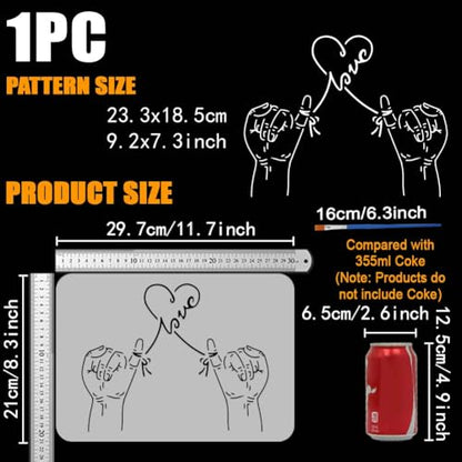 FINGERINSPIRE Love Hand Gesture Stencil 11.7x8.3 Inch Love Sign Stencil with a Paint Brush Love Heart Painting Stencil Valentine's Day Themes Drawing Templates for Wall Tiles Floor Paper Furniture - color: Love Hand Gesture