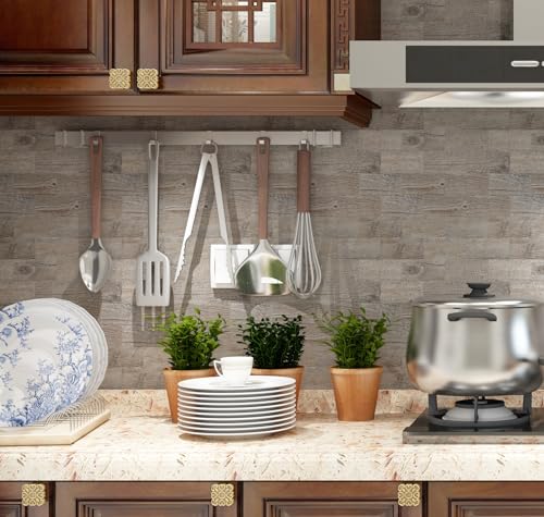 2026 New Upgrade Peel and Stick Backsplash Tile, Peel and Stick 11.34" X 11.57" Wall Tile for Kitchen, Bathroom, Fireplace, Laundry (Grey Rustic, 10 Packs) - color: Grey Rustic