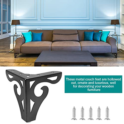 Bivethoi 3 Inch Furniture Legs, Black Metal, Set of 4 - size: 3 Inch / 8cm