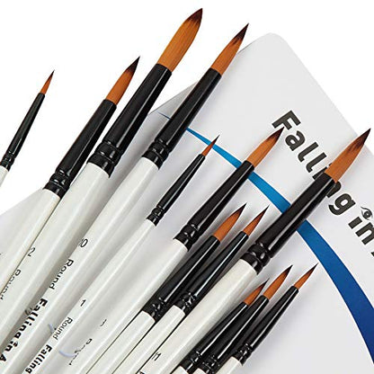 Falling in Art 12 PCS Professional Round Paint Brushes Set - style: 12 Pcs Round