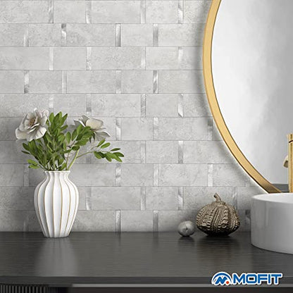 Subway Backsplash Peel and Stick Backsplash Tile Cement Grey 10pcs - color: Cement Grey, size: 10sheets