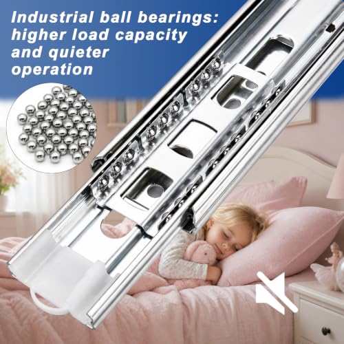 18 inch Soft Close Drawer Slides 6 Pairs (12 Pcs) Heavy Duty Cabinet Side Mount Drawer Slides 3-Fold Full Extension Ball Bearing 45 LB Capacity - size: 18 Inch