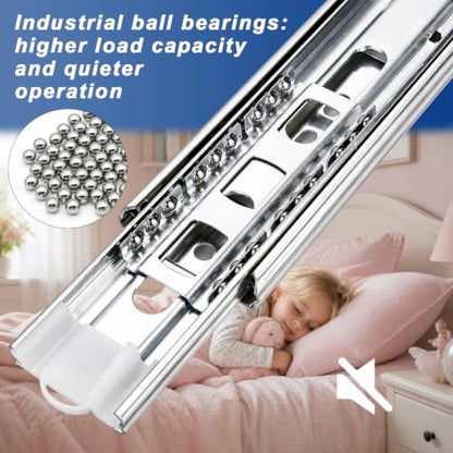 10 inch Soft Close Drawer Slides 6 Pairs (12 Pcs) Heavy Duty Cabinet Side Mount Drawer Slides 3-Fold Full Extension Ball Bearing 33 LB Capacity - size: 10 Inch