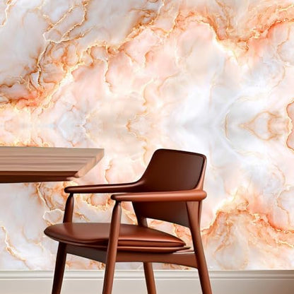 Nuxovilar White Orange Marble Wallpaper Peel Stick Vinyl 15.75x39.37 - color: Yhd04229, size: 15.7" x 39.4"