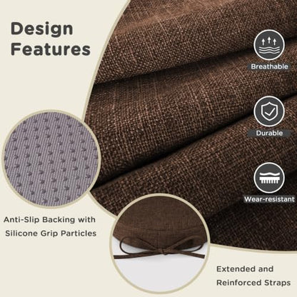 AddGrace Round Bar Stool Cushions with Ties Set of 2 12" Brown - color: Coffee