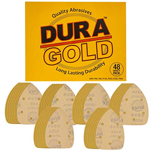 Dura-Gold Mouse Detail Sander Sandpaper, 5 Hole, 48 Assorted Grit Sanding - size: Variety Pack