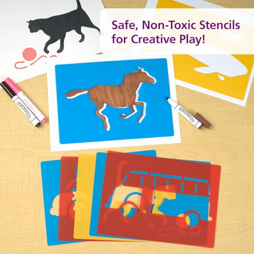 Colorations Large Washable Plastic Everyday Objects Stencils - Set of 12 - style: XL Stencils 12PK