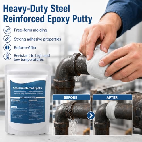 Steel Reinforced Epoxy Putty, Waterproof Heat-Resistant Epoxy Putty Repair Kit, All Purpose Filler Putty AB Epoxy Clay for Metal Wood Ceramic Stone Tile and Plastic