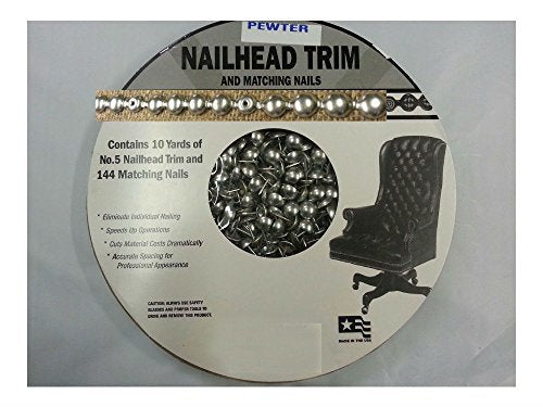 30 Feet Pewter Upholstery Nailhead Trim Roll with 144 Nails