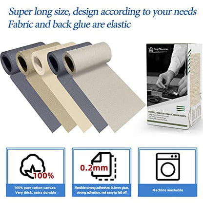 KING MOUNTAIN Canvas Iron on Patch,3"×60",Waterproof 100% Cotton Fabric Repair Patch,Used for Various Sofa,Tent,Clothes,Seats,Suitcases (Beige2.0) - color: Beige2.0 Canvas, size: 3"x60"