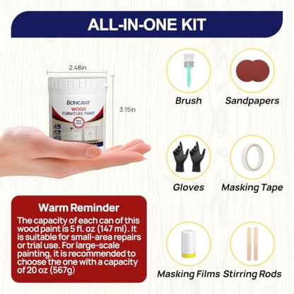 Boncart Wood Furniture Paint Kit - color: White, size: 5fl.oz